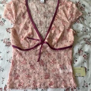 Floral Lace Intimate Top - Pink